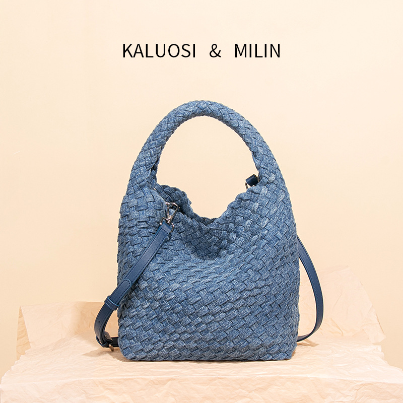 Tie Dye Denim Bucket Shoulder Bag For Women