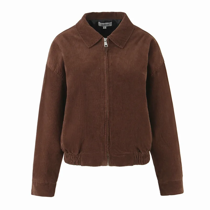 Maillard Style Solid Color Zipper Jacket