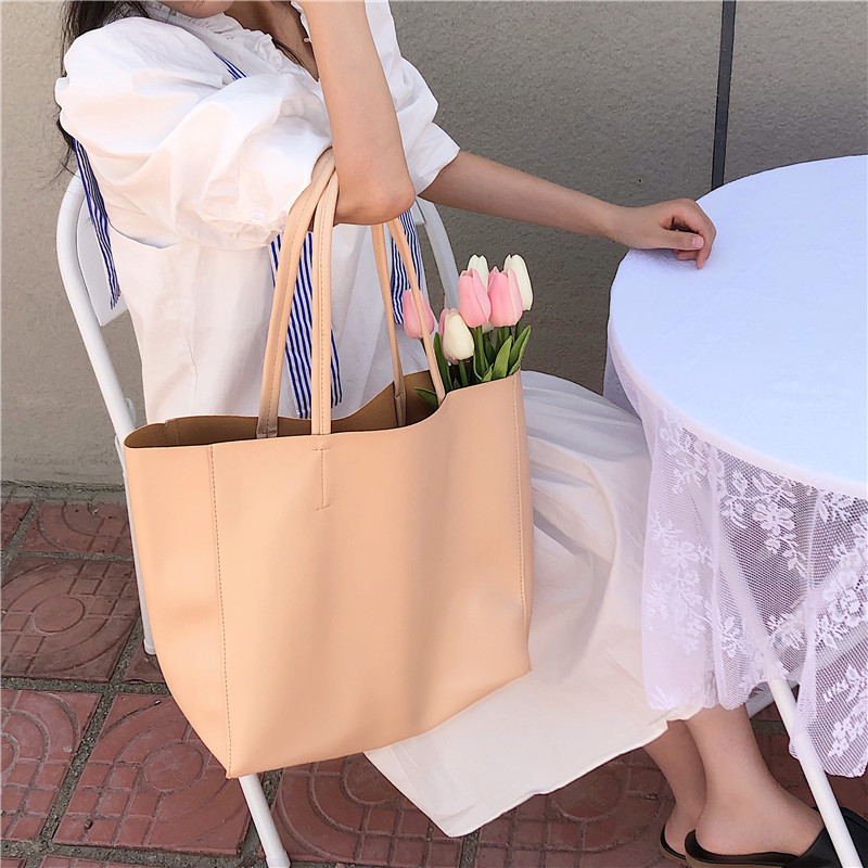 Leather Tote Bag With Single Shoulder Strap