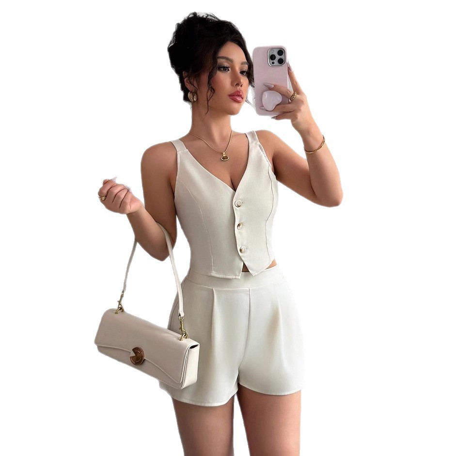 Simple Style Solid Color Polyester Shorts Co-ord Set