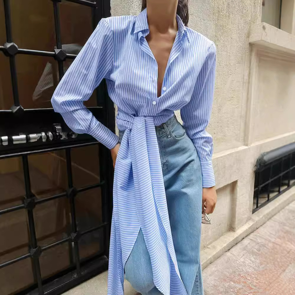 Elegant Long Sleeve Stripe Pattern