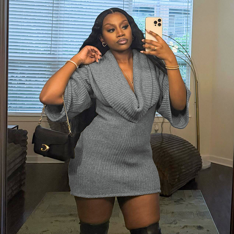 Sexy Solid Color Sheath Dress With 3/4 Length Sleeve