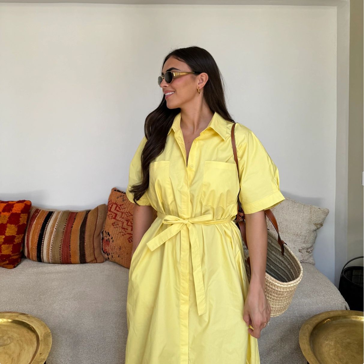 Solid Color Shirt Dress
