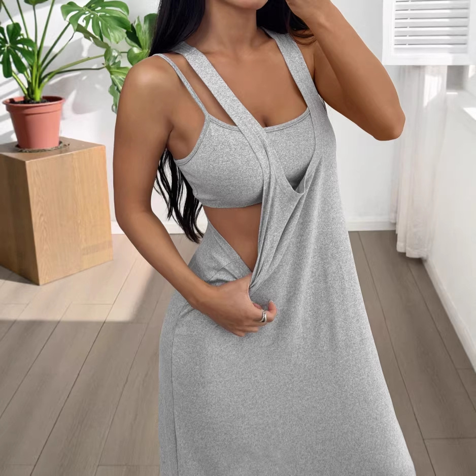 Sleeveless V Neck Tank Dress