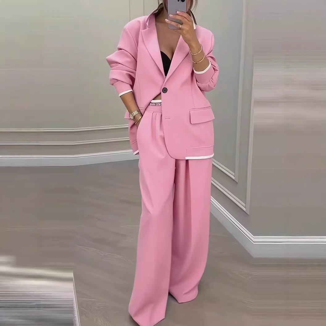 Elegant Color Block Blazer Suit