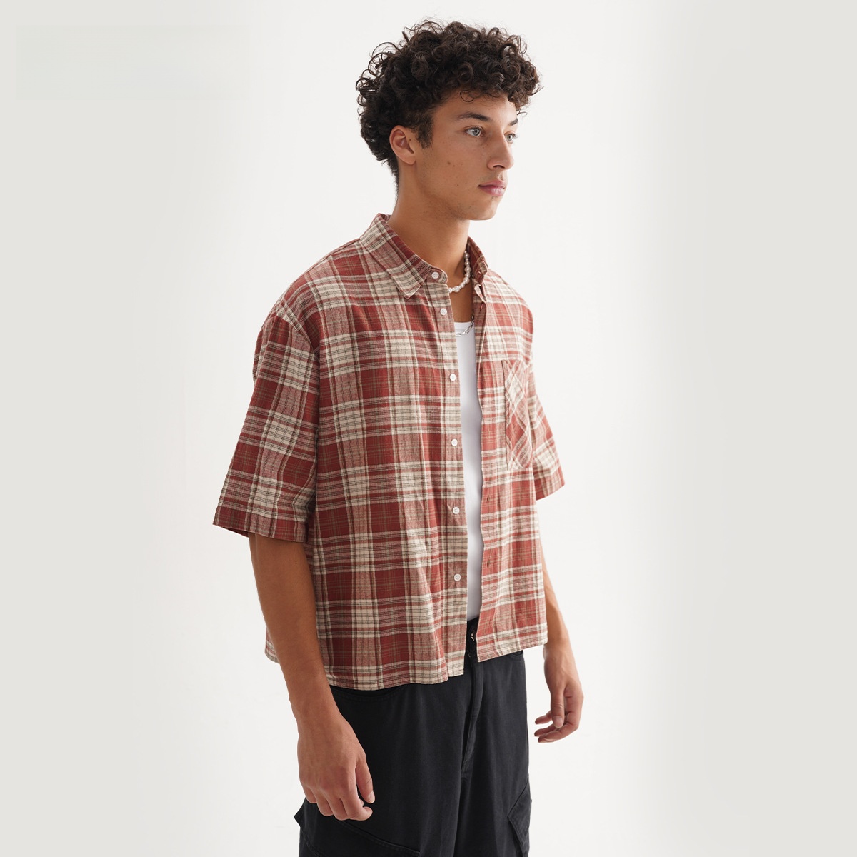 Plaid Casual Short Sleeve Blouse