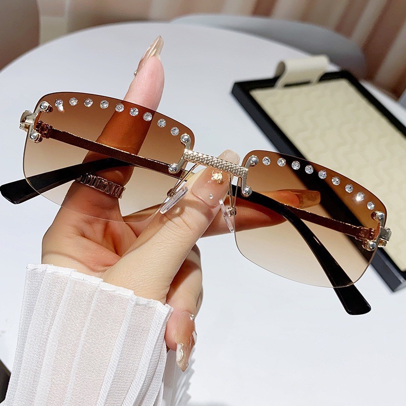 Unisex Oval Frame Frameless Sunglasses