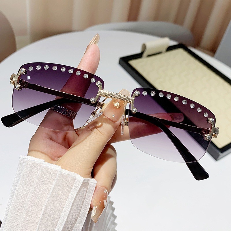 Unisex Oval Frame Frameless Sunglasses