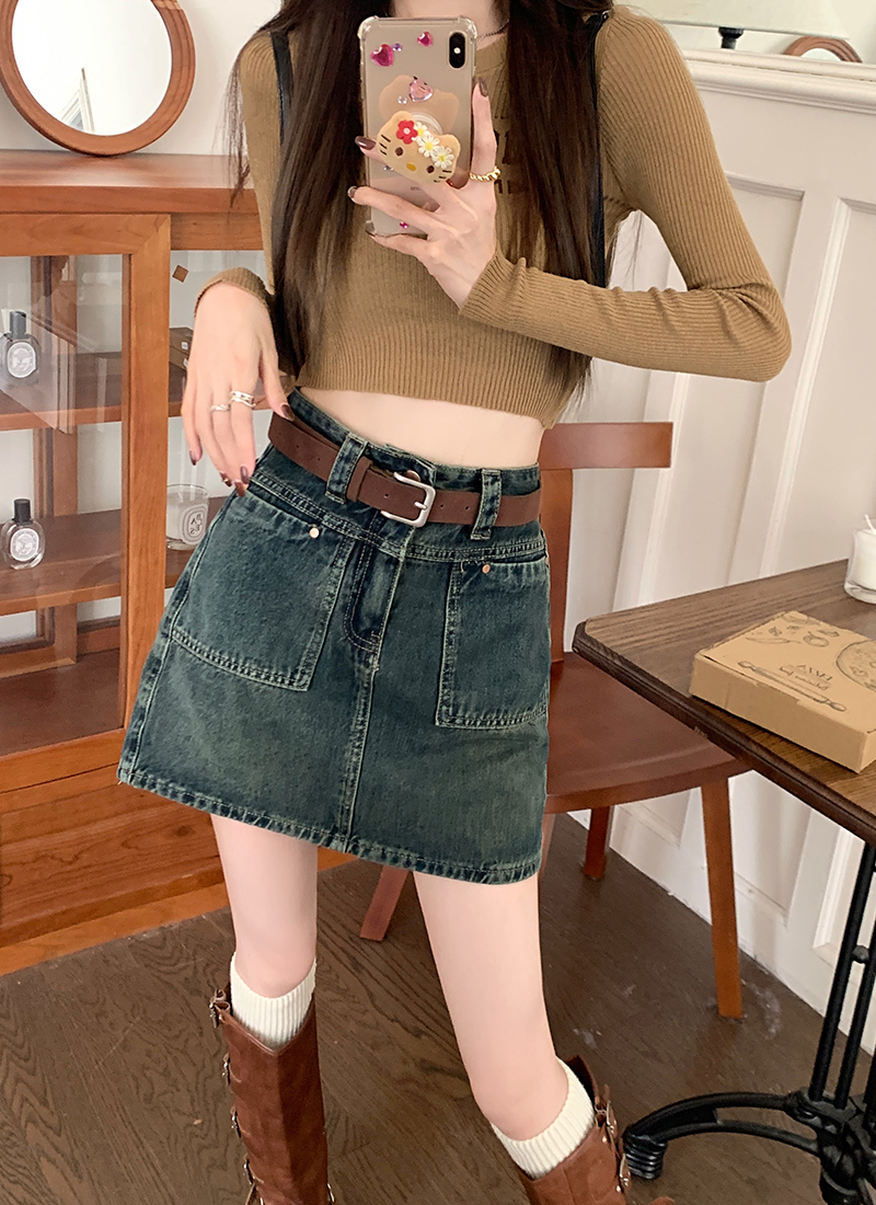 Casual Cotton Denim Skirt