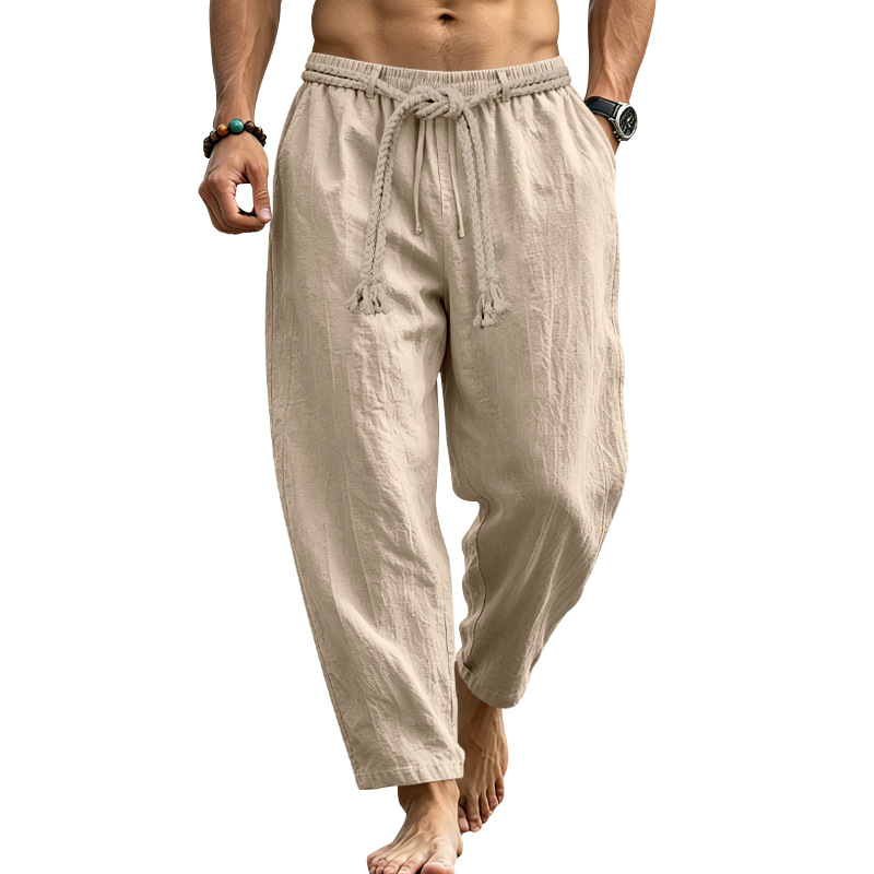 Men's Retro Solid Color Full Length Straight Pants