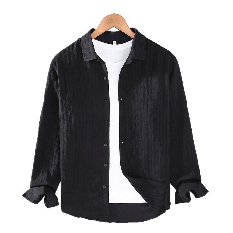 Stripe Long Sleeve Men's Shirt In Simple Style