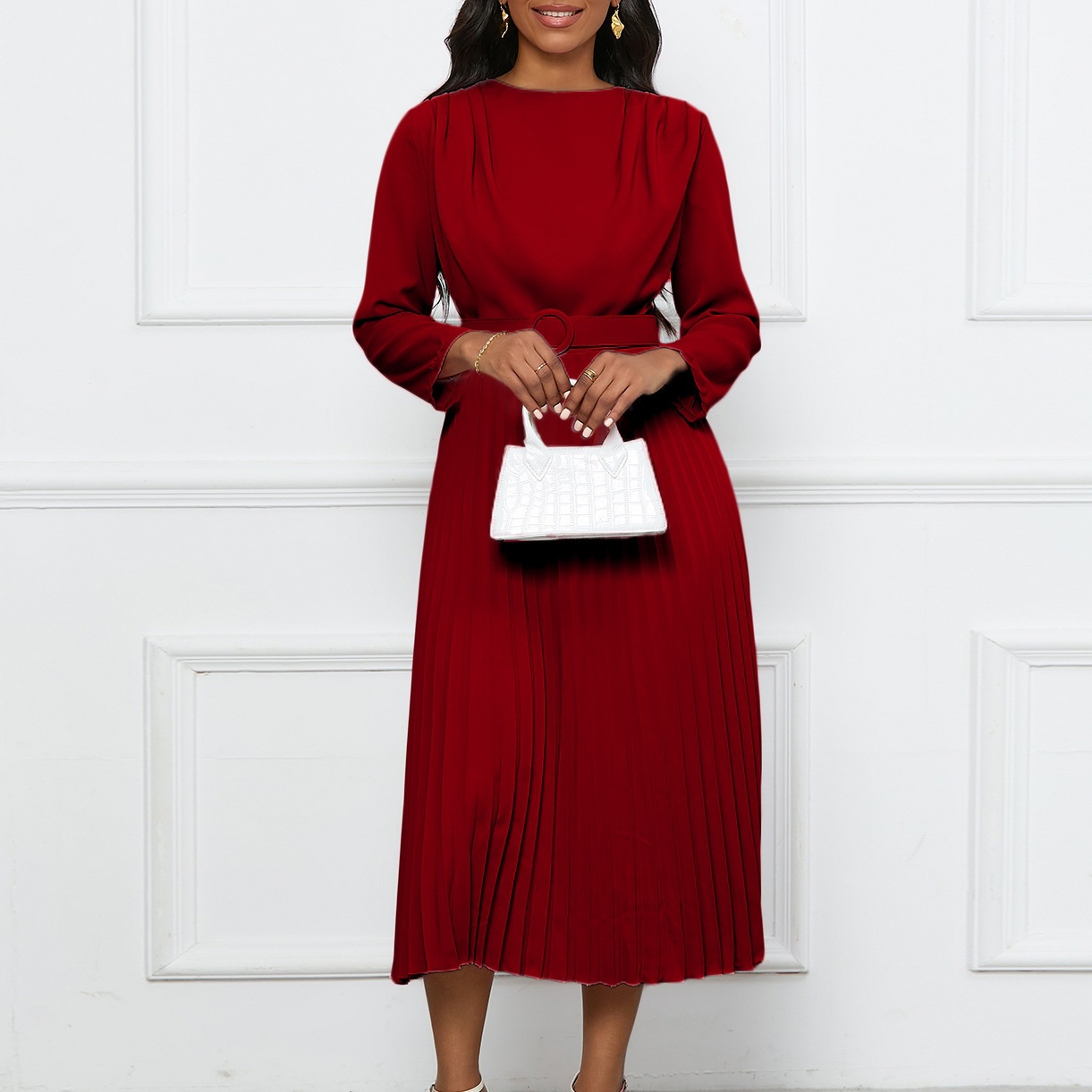 Elegant Solid Color Regular Dress