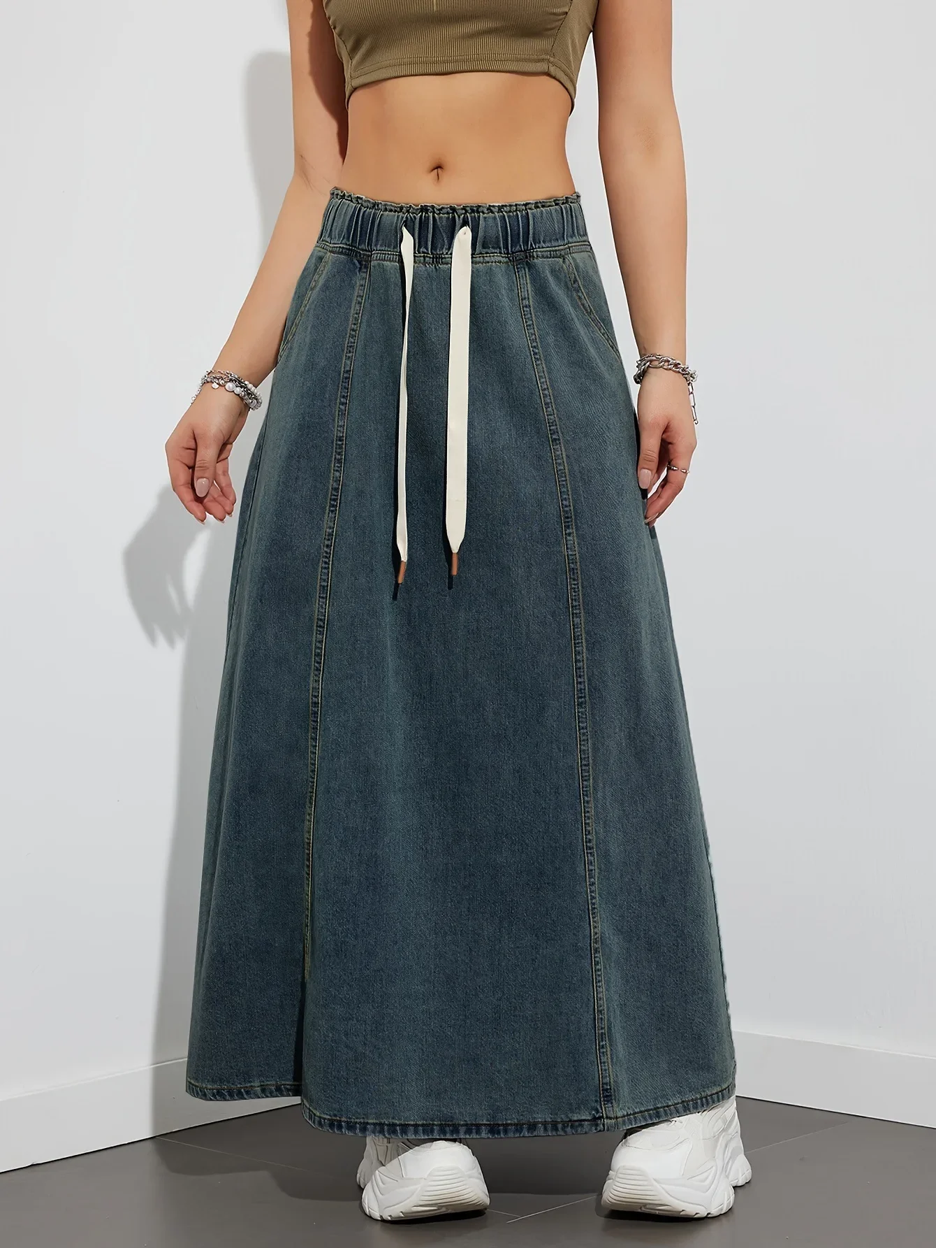 Casava Loose Waist Denim Skirt