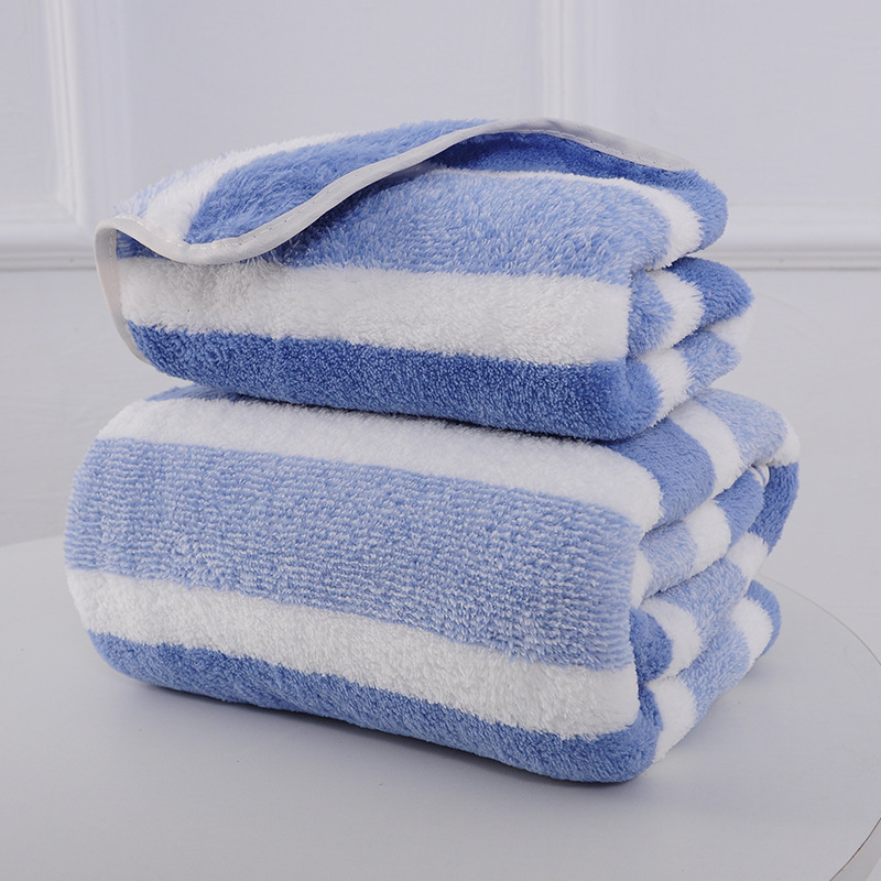 Casual Casava Stripe Coral Fleece Towels Bath Towels Towels