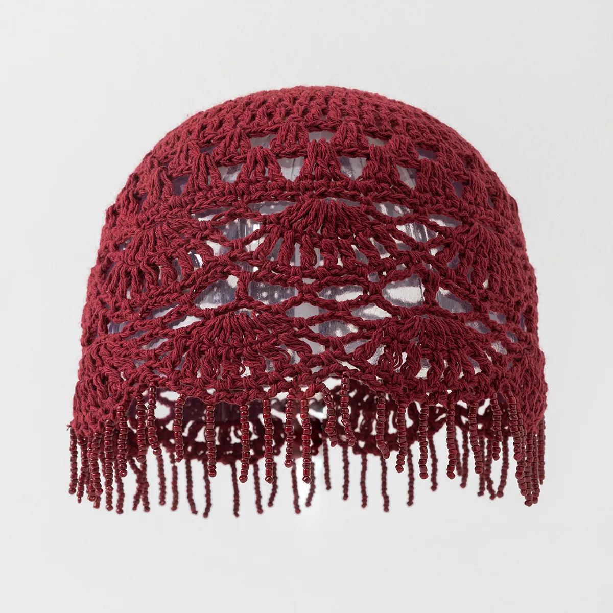 Bohemian Solid Color Brimless Beanie Hat in Breathable Knit Material Featuring Beading Craftsmanship for Adults
