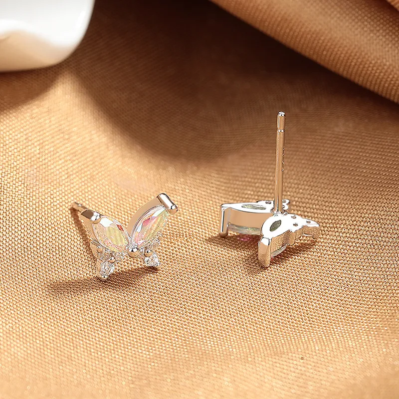 Elegant Butterfly Stud Earrings for Women in 925 Sterling Silver with Zircon