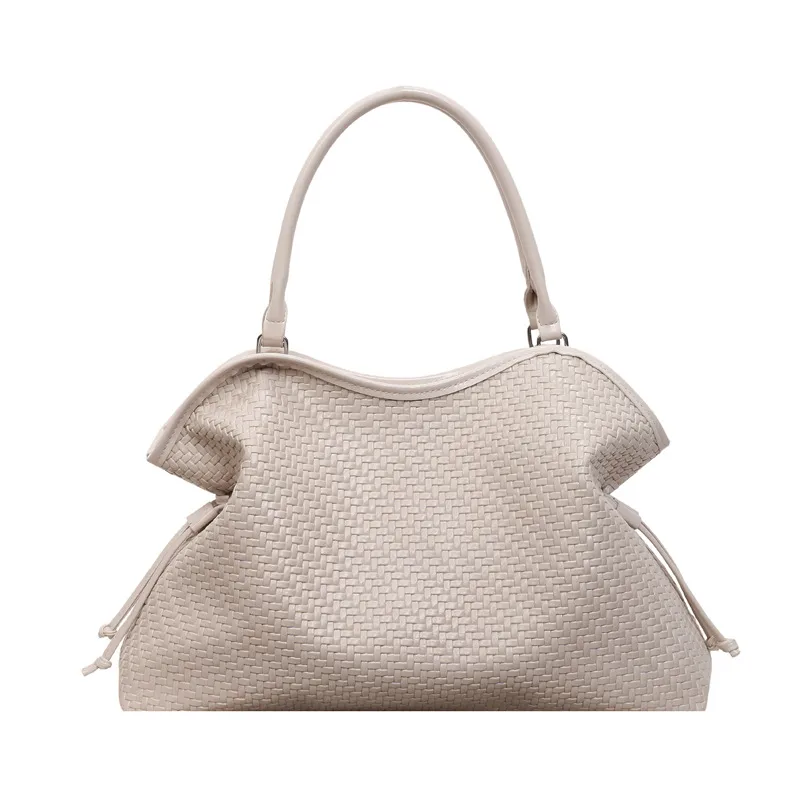 Women’s Straw Bucket Bag with Braid Design, Single Shoulder Strap, Perfect for Spring and Summer