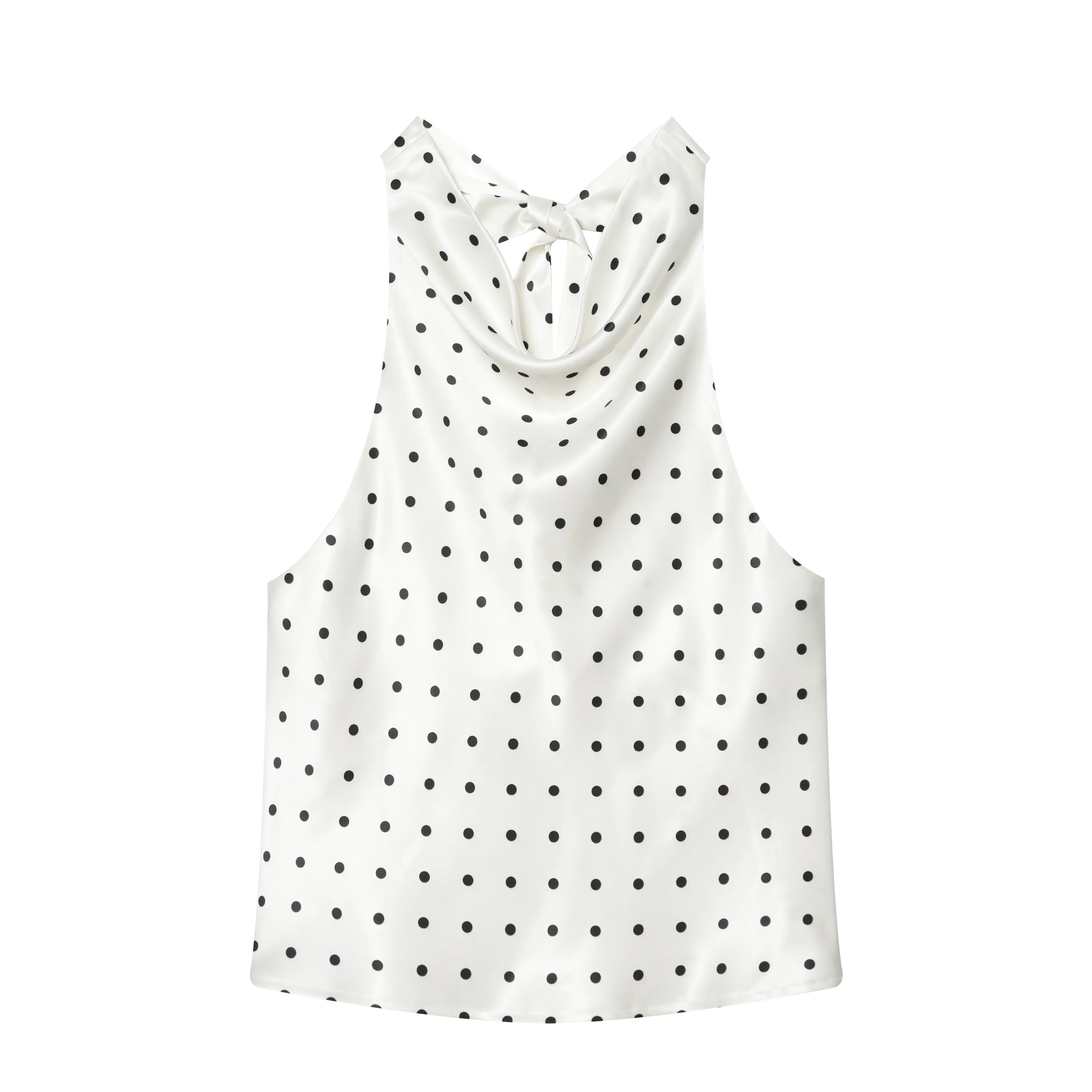 Y2K Halter Crisscross Tank Top in Polyester Fabric Featuring Printing Design