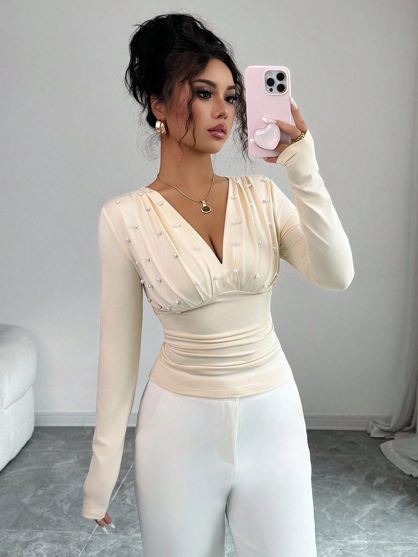 Casava  Handmade Embroidery Slim Fit T-Shirt