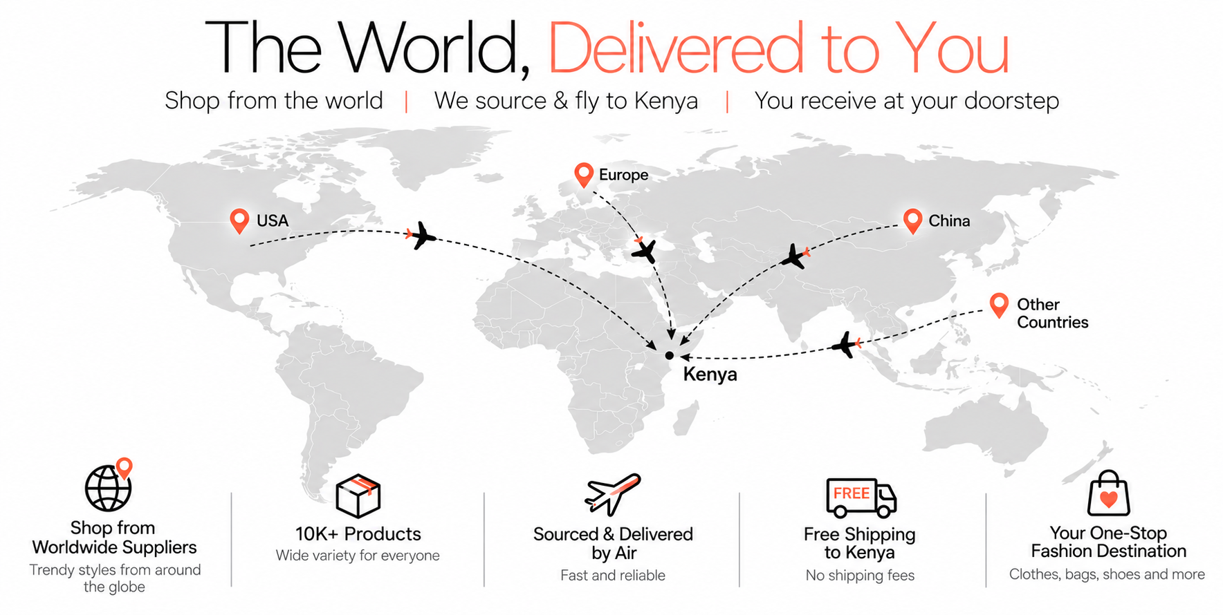 The world delivered to you through Casava Vogue, from worldwide suppliers to Kenya